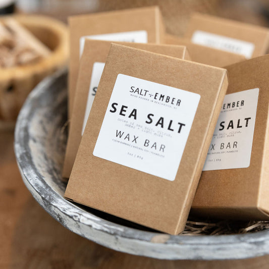 Sea Salt wax bars in kraft boxes