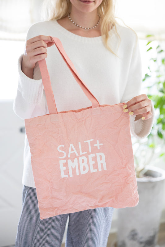 Salt + Ember organic cotton tote bag in pink